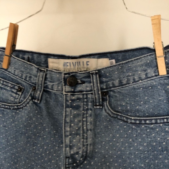 Brandy Melville Polka Dot Light Wash Jean Shorts - Picture 3 of 4